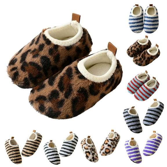 FUZHIQ Toddler Slippers Size 6 Girls Slippers Cozy Indoor Shoes for Winter Warm Comfortable Non- Sole Childrens Bedroom Footwear