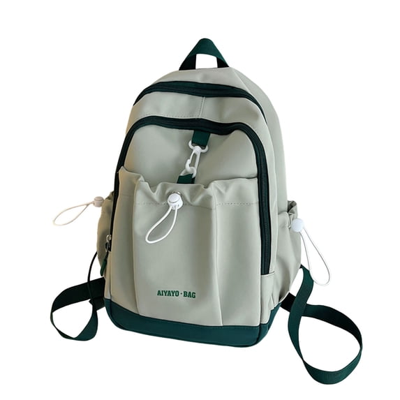 FUZHIQ Two Tone Drawstring School Backpack for Ages 3rd 4th 5th 6th Grade Lightweight Soft Fabric Daily Campus Daypack, Green