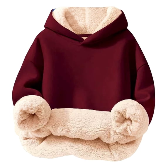 FUZHIQ Unisex Boys Girls Fleece Lined sherpa Hoodie Kids Warm Winter Hoodies Pullover Hooded Sweatshirt Sweater for 13-14 Years