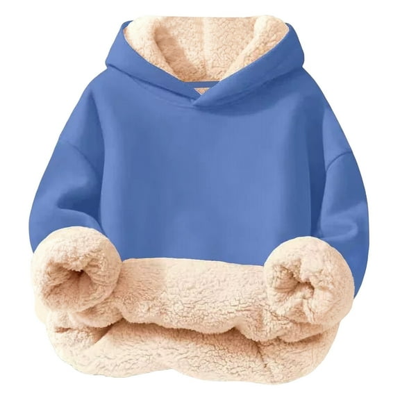 FUZHIQ Unisex Boys Girls Fleece Lined sherpa Hoodie Kids Warm Winter Hoodies Pullover Hooded Sweatshirt Sweater for 7-8 Years