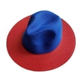 thumbnail image 1 of FUZHIQ Unisex Color Block Panama Straw Hat Wide Brim Foldable Sun Hat UPF 50+ UV Breathable Lightweight Summer Hat for Women Men Beach Outdoor Daily Wear,One Size, 1 of 3