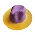 thumbnail image 1 of FUZHIQ Unisex Color Block Panama Straw Hat Wide Brim Foldable Sun Hat UPF 50+ UV Breathable Lightweight Summer Hat for Women Men Beach Outdoor Daily Wear,One Size, 1 of 3