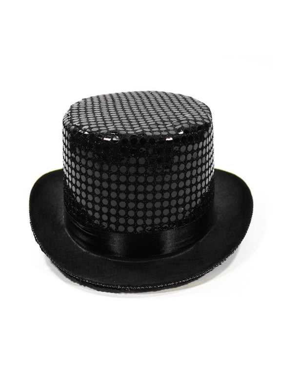 Unisex Sequin Top Hat for Magician Performance Carnival Disco Rave Festival Party Wear