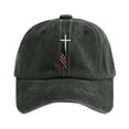 thumbnail image 1 of FUZHIQ Unisex Vintage Washed Baseball Cap Cross Embroidered Adjustable Retro Dad Hat Casual Daily Wear, 1 of 3