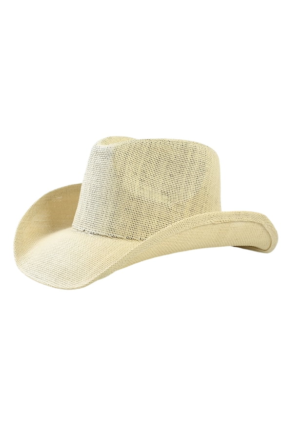 Vintage Western Cowboy Straw Hat for Men Women Curved Brim Summer Outdoor Sun Cap for Beach Vacation,One Size