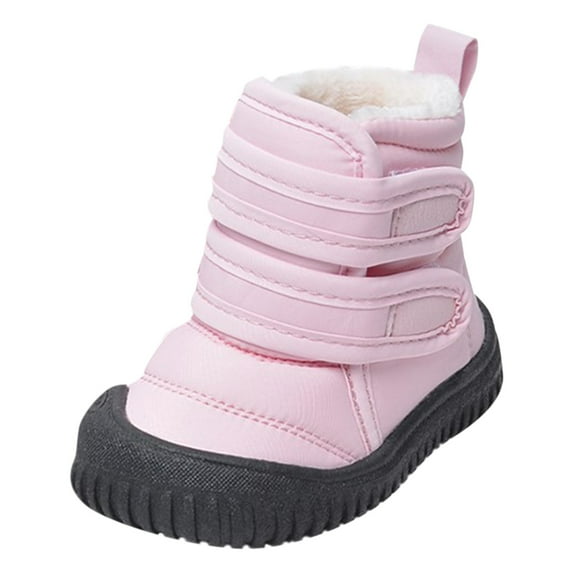FUZHIQ Winter Boots Kids Hook Loop Low Cut Cloth Snow Boots Winter Outdoor Shoes for Girls and Boys Soft Warm Winter Snow Waterproof Shoes for 3-3.5 Years