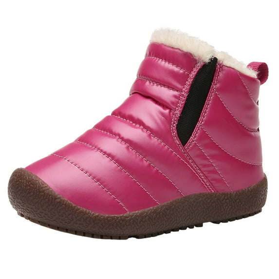 FUZHIQ Winter Snow Boots for Kids Girls Winter Snow Boots Comfortable Soft Sole Velvet Insulated Outdoor Footwear for Cold Weather Warm Shoes for 11-11.5 Years