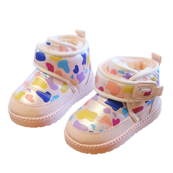 FUZHIQ Winter Snow Boots Kids Size 3,Winter Warm Lined Boots for Girls Kids Non Outdoor Cold Weather Footwear With Thick Insulated Sole,12-18 Months