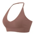 thumbnail image 1 of FUZHIQ Women Ribbed Halter Deep V Wireless Bra Adjustable Neck Strap Stretch Padded Lounge Daily Comfort Bralette, 1 of 5
