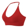 thumbnail image 1 of FUZHIQ Women Ribbed Halter Deep V Wireless Bra Adjustable Neck Strap Stretch Padded Lounge Daily Comfort Bralette, 1 of 6