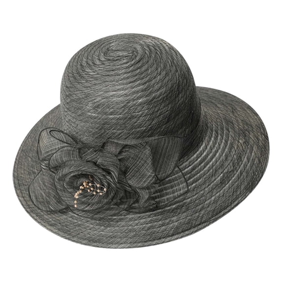 FUZHIQ Women's Elegant Floral Lace Wide Brim Sun Hat, Foldable UV Protection Beach Hat with Organza Bow, Lightweight Packable Summer Hat for Vacation Wedding Party,One Size