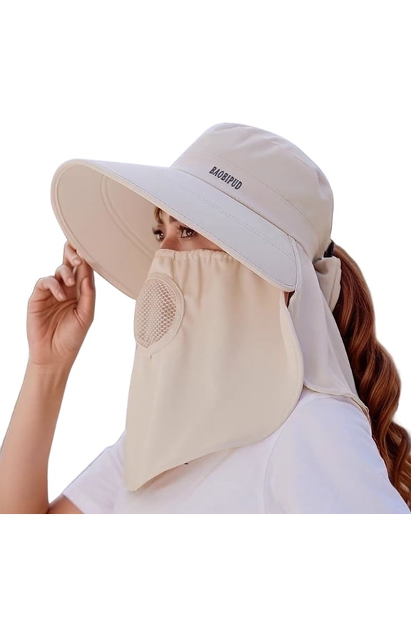 Women's Full Coverage Neck Flap Sun Hat, UV Protection Bucket Hat with Face Cover for Hiking, Fishing, Beach, Outdoor
