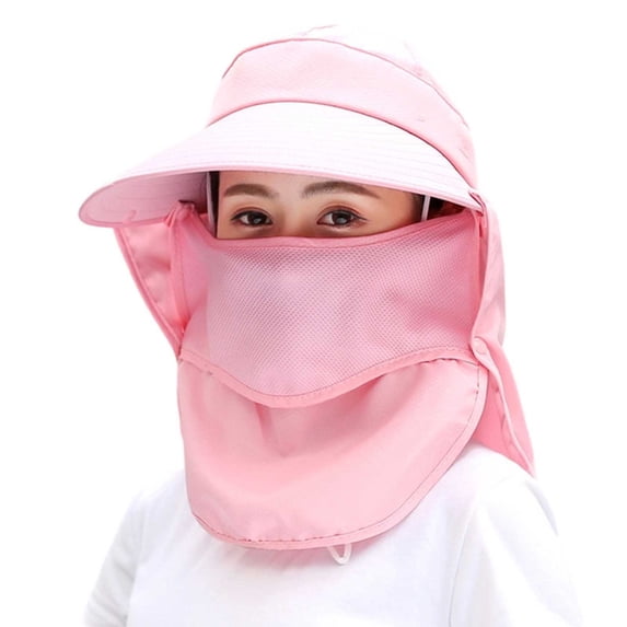 FUZHIQ Women's Full Coverage UV Protection Sun Hat with Detachable Face & Neck Flap, Wide Brim Hat for Cycling, Hiking, Beach, Outdoor