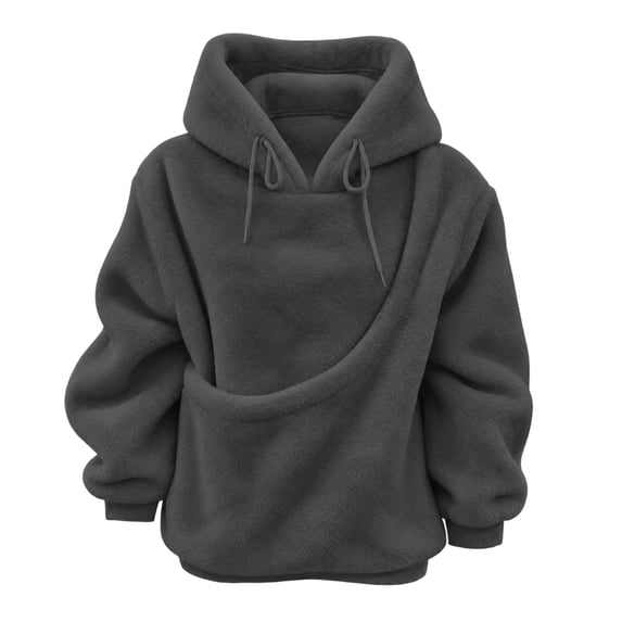 FUZHIQ Women's Fuzzy Pet Pouch Hoodie Cat Dog Carrier Sweatshirt Round Zipper Opening Kangaroo Pocket Plush Hooded Pullover for Small Pets