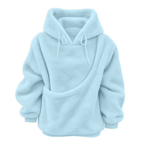 FUZHIQ Women's Fuzzy Pet Pouch Hoodie Cat Dog Carrier Sweatshirt Round Zipper Opening Kangaroo Pocket Plush Hooded Pullover for Small Pets