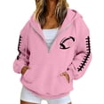thumbnail image 1 of FUZHIQ Women's Half Zip Football Graphic Hoodid Sweatshirt, Long Sleeve Casual Pullover with Pocket, Fall Game Day Top for Football Fans, 1 of 5