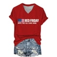 thumbnail image 1 of FUZHIQ Women's R.E.D. Remember Everyone Deployed Crewneck T-Shirt Patriotic American Flag Star Print Contrast Short Sleeve Casual Graphic Tee for RED Friday Military Support,S, 1 of 4