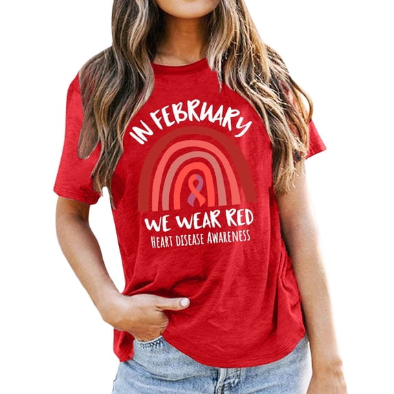 FUZHIQ Women's R.E.D. Remember Everyone Deployed Crewneck T-Shirt Patriotic American Flag Star Print Contrast Short Sleeve Casual Graphic Tee for RED Friday Military Support,S
