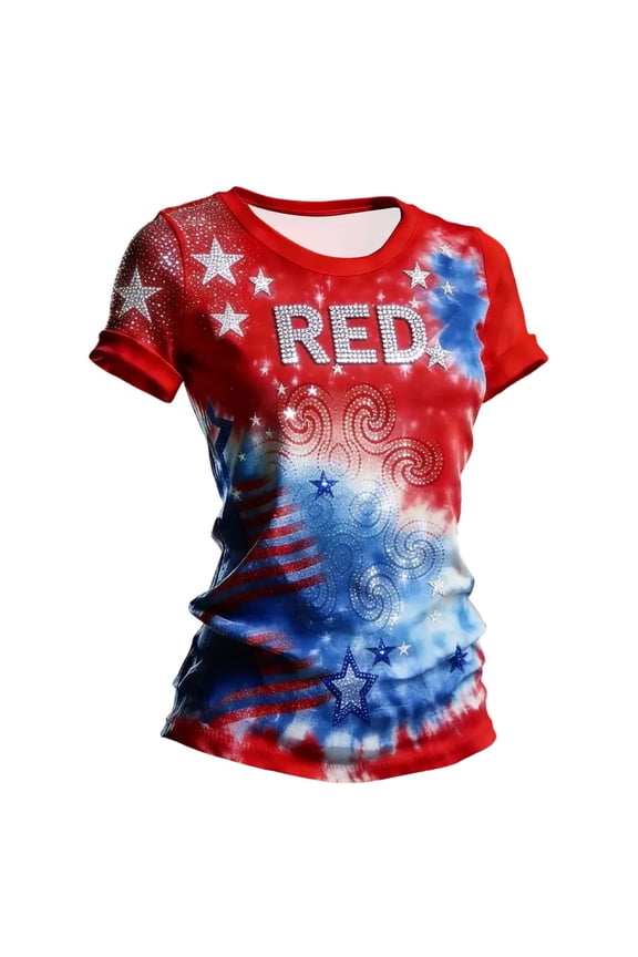 Women's RED Friday Short Sleeve T-Shirt Remember Everyone Deployed Patriotic Crewneck Casual Summer Tee for Military Support Memorial Day Daily Wear,XL