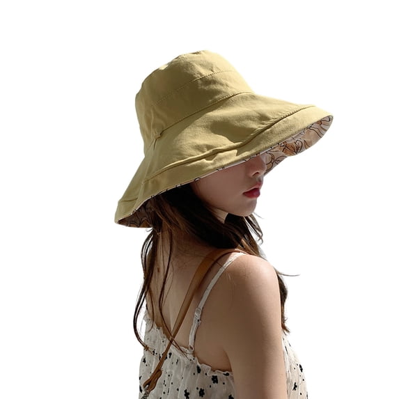 FUZHIQ Women's Reversible Floral Print Wide Brim Bucket Hat, UV Protection Foldable Sun Hat for Beach, Travel, Summer Daily Outdoor