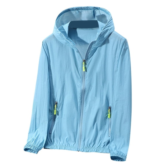 FUZHIQ Women's UPF 50+ Sun Protection Hooded Jacket Cooling Lightweight Long Sleeve Full Zip UV Sun Shirt with Pockets for Daily Commute Beach Travel Outdoor Wear,XXL