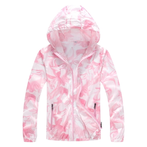 FUZHIQ Women's UPF 50+ Sun Protection Hoodie Jacket Fashion Gradient Color Breathable Long Sleeve Full Zip UV Protection Top for Daily Commute Beach Travel Wear,S