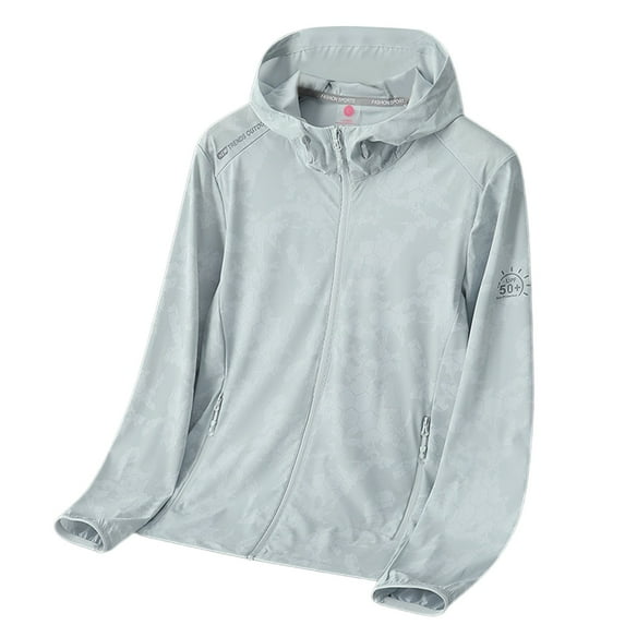 FUZHIQ Women's UPF 50+ UV Protection Lightweight Sun Jacket Packable Hooded Full Zip Quick Dry Sun Shirt for Vacation Beach Travel Daily Outdoor,XL