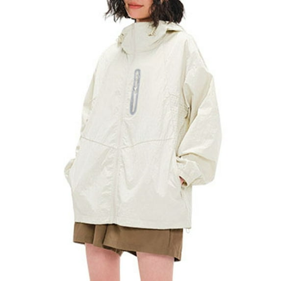 FUZHIQ Women's UPF 50+ UV Protection Lightweight Sun Jacket Packable Hooded Full Zip Quick Dry Sun Shirt for Vacation Beach Travel Daily Outdoor,XXL