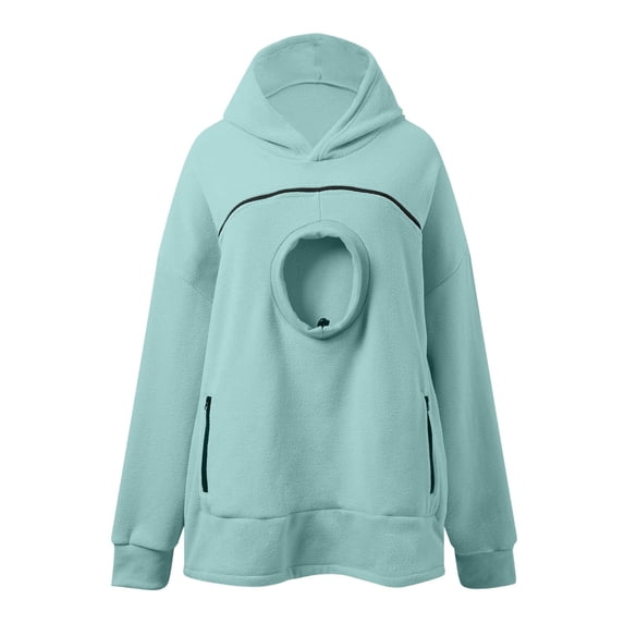 FUZHIQ Womens Cat Dog Carrier Hoodie Pet Pouch Sweatshirt Kangaroo Pocket Round Opening Hooded Pullover Top