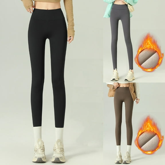 FUZHIQ Womens Lined Leggings Womens Wide Leg Pants Athletic Yoga Stretch Loose Legging Casual Thermal Tights