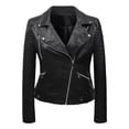 thumbnail image 1 of FUZHIQ Womens Leather Jacket Leather Pu Oversized Motorcycle Bomber Coats Ladies' Fall Outfits Fashion Clothes, 1 of 7