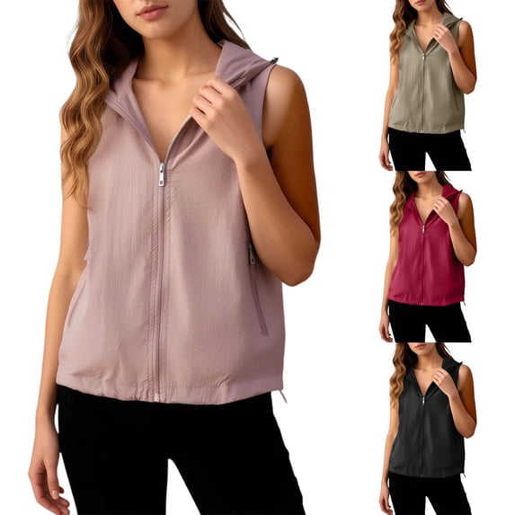 FUZHIQ Womens Zip Up Lightweight Vests Casual Sleeveless Jackets Scrubs with Pockets Spring Summer,XXXL