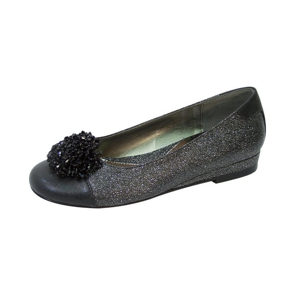 FUZZY Andie Women Extra Wide Width Metallic Slip On Flats BLACK 6