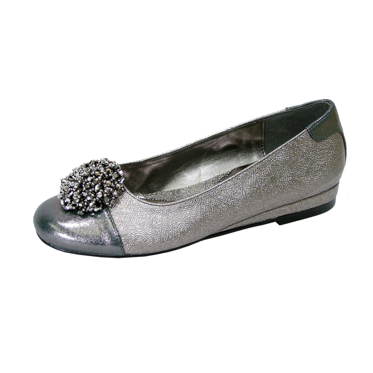 FUZZY Andie Women Extra Wide Width Metallic Slip On Flats PEWTER 6
