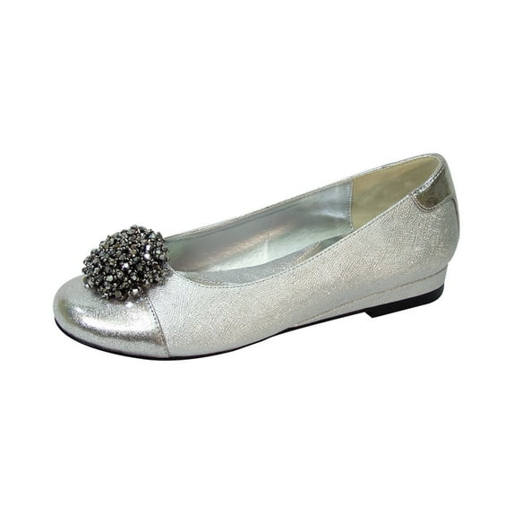 FUZZY Andie Women Extra Wide Width Metallic Slip On Flats SILVER 7
