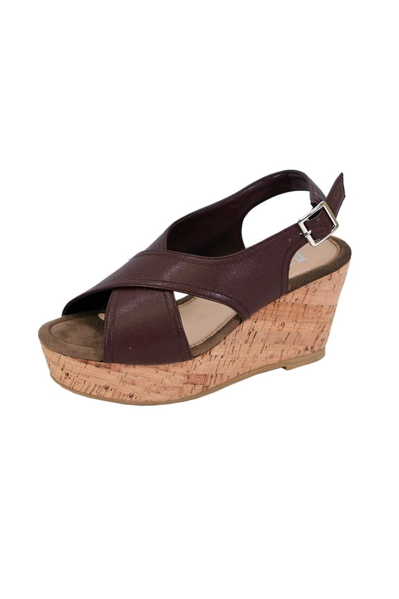 Anya Women Extra Wide Width Platform Corkscrew Wedge High Heel Slingback