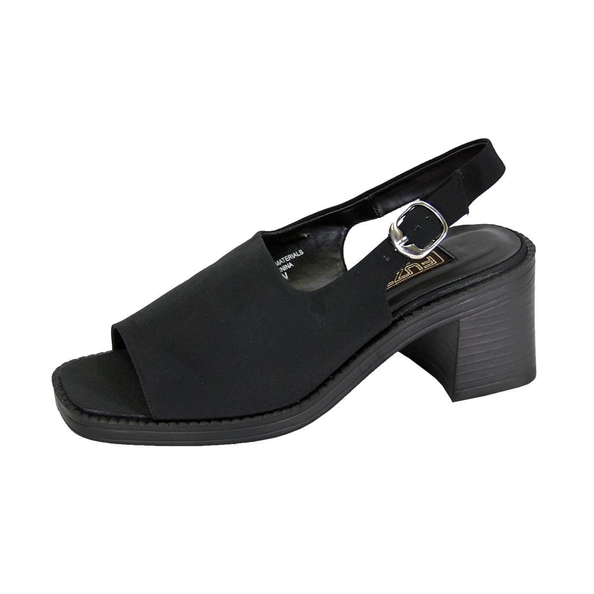 FUZZY Darby Women's Wide Width Elegant Comfort Heeled Slingback Sandals BLACK 8