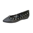 thumbnail image 1 of FUZZY Emily Women Wide Width Pointed Toe Square Studded Top Liner Slip-On Flats BLACK 9, 1 of 6