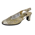 thumbnail image 1 of FUZZY Greta Women Wide Width Closed Toe Decorative Nylon Mesh Slingback GOLD 9.5, 1 of 6