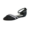 thumbnail image 1 of FUZZY Hallie Women Wide Width Open Shank Pointed Toe Buckle Ankle Strap Flats BLACK 9.5, 1 of 6