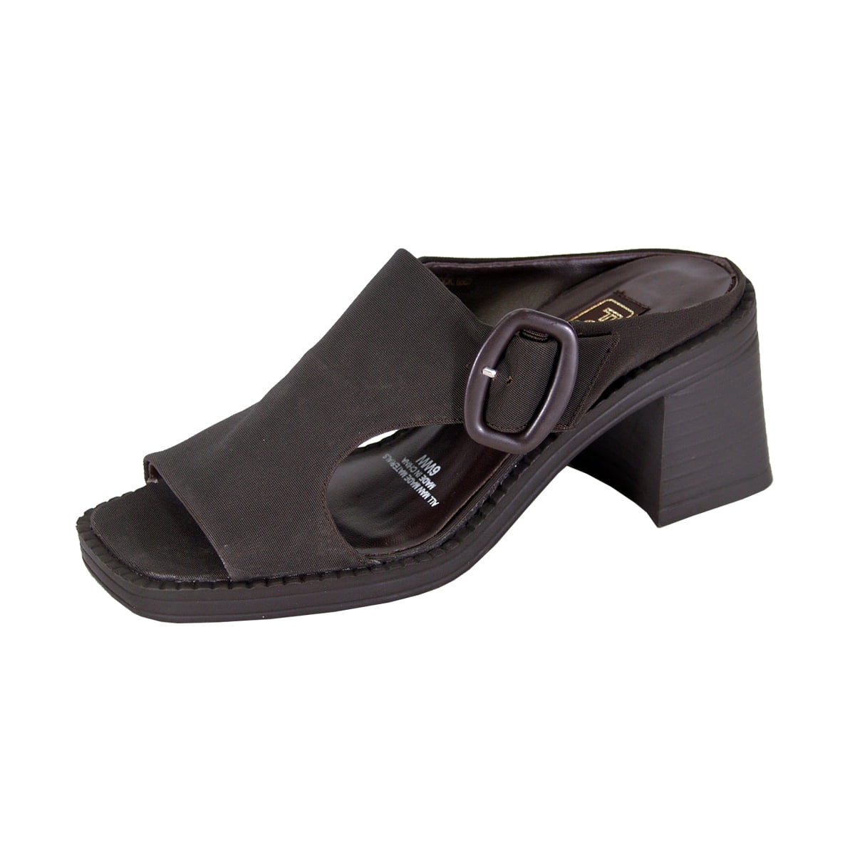 FUZZY Judith Women's Wide Width Elegant Comfort Heeled Sandals with Buckle BROWN 8
