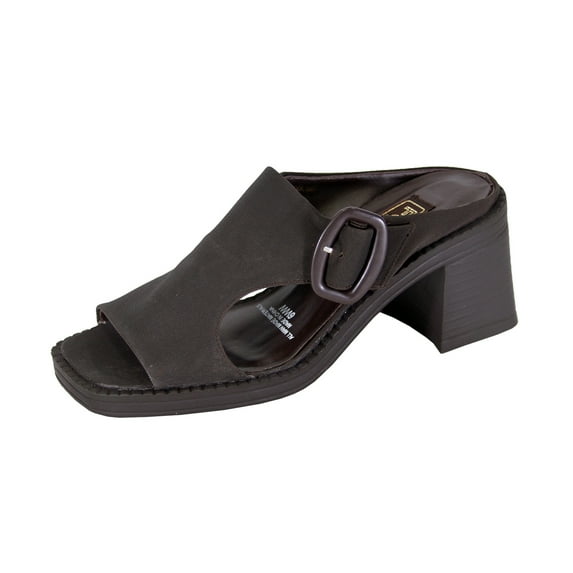 FUZZY Judith Women's Wide Width Elegant Comfort Heeled Sandals with Buckle BROWN 8