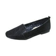 thumbnail image 1 of FUZZY Lacy Women Extra Wide Width Casual Metallic Flat BLACK 9, 1 of 6
