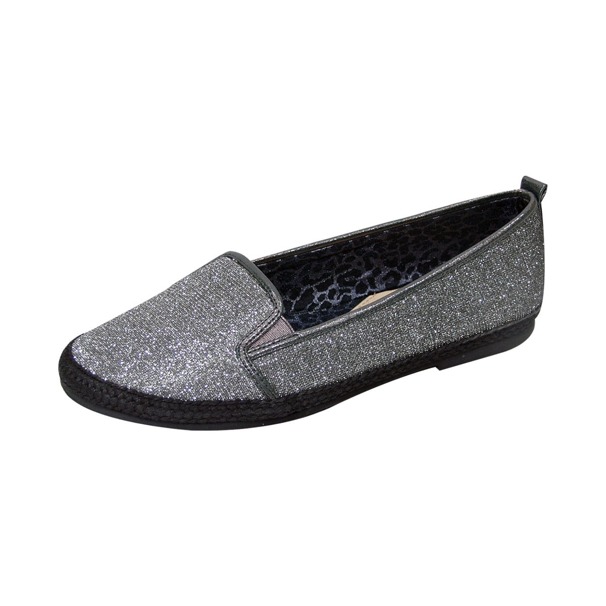 FUZZY Lacy Women Extra Wide Width Casual Metallic Flat PEWTER 7
