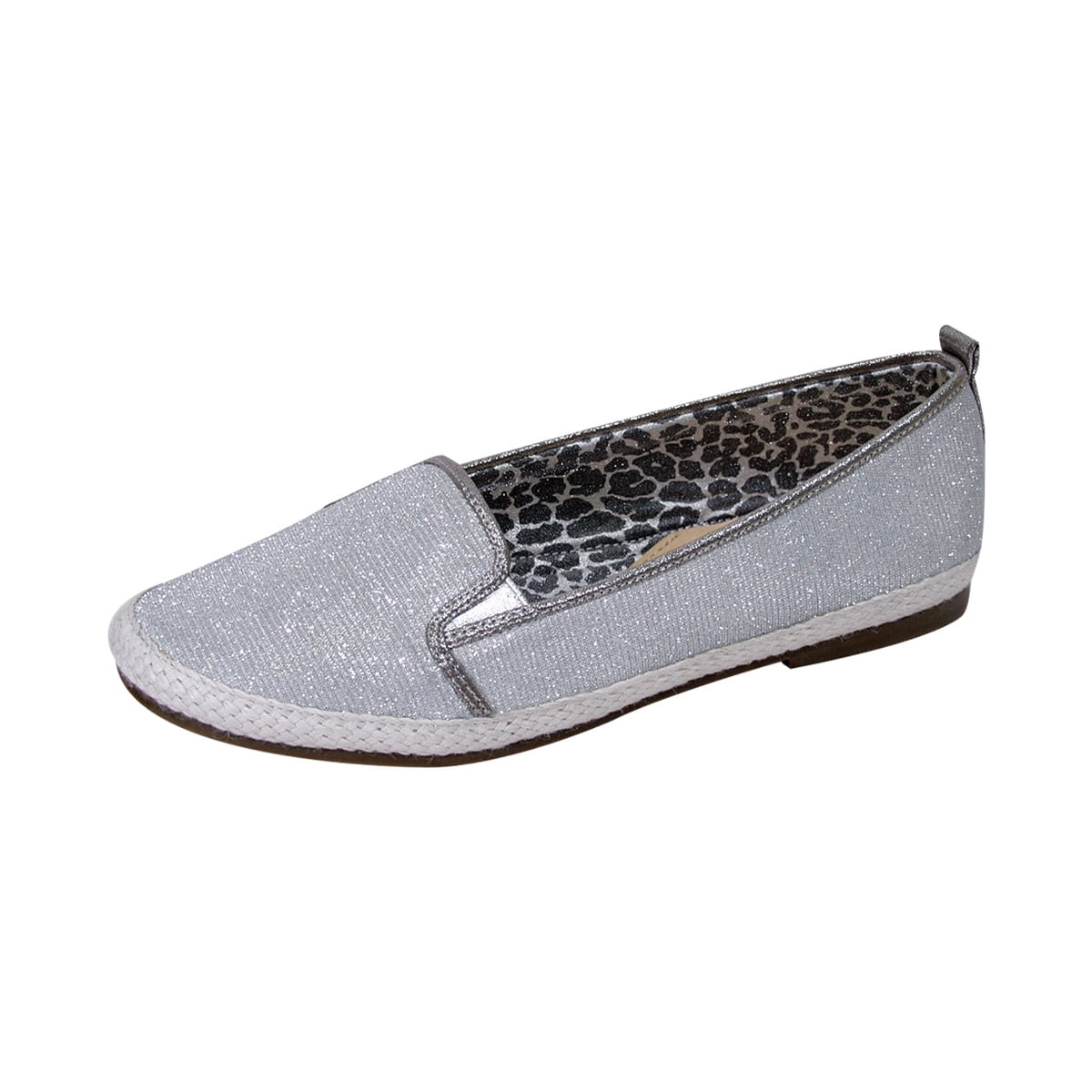 FUZZY Lacy Women Extra Wide Width Casual Metallic Flat SILVER 5.5