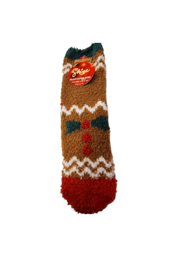 Fuzzy Slipper Socks, Shine, Shoe Size 5-10