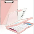 thumbnail image 1 of FVClipboard with Storage,Heavy Duty Clip Boards8.5x11with2 Storage Case,Clear Visible Top Panel Storage Clipboards,Side Opening Clip Boards,Nursing Clipboard Folder Case for Office Supplies-Pale Pink, 1 of 12