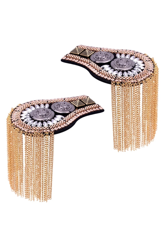 1 Pair Chain Epaulettes with Tassels, Metal Jewelry Brooches, Fashion Epaulettes Gold