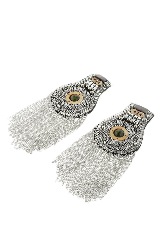 1 Pair Cloth Suit Chain Tassel Epaulet Brooch Shoulder Board Punk Accessory