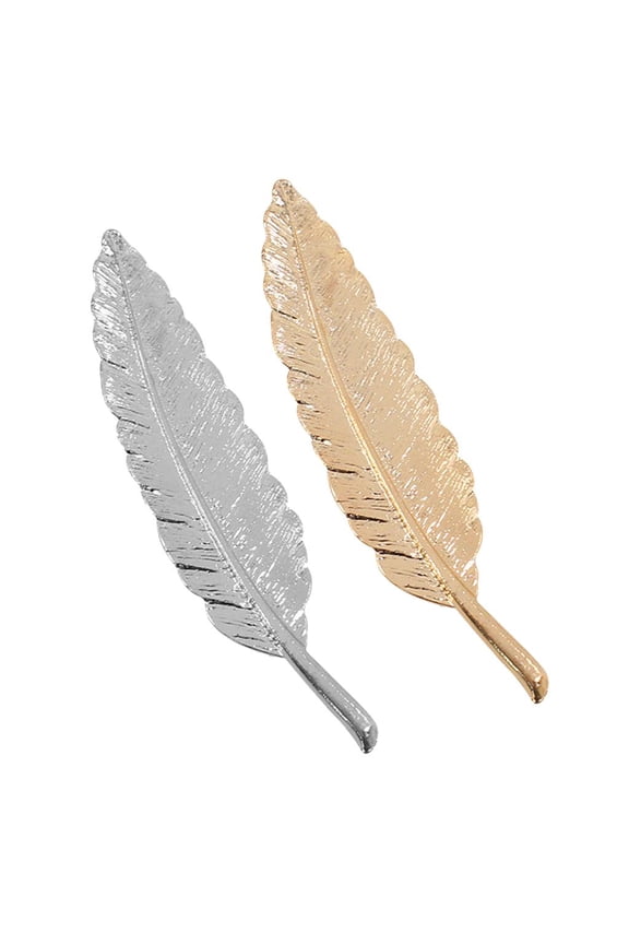 1 Pair Silver Gold Feather Leaf Metal Retro Bridal Party Wedding Brooch Pin